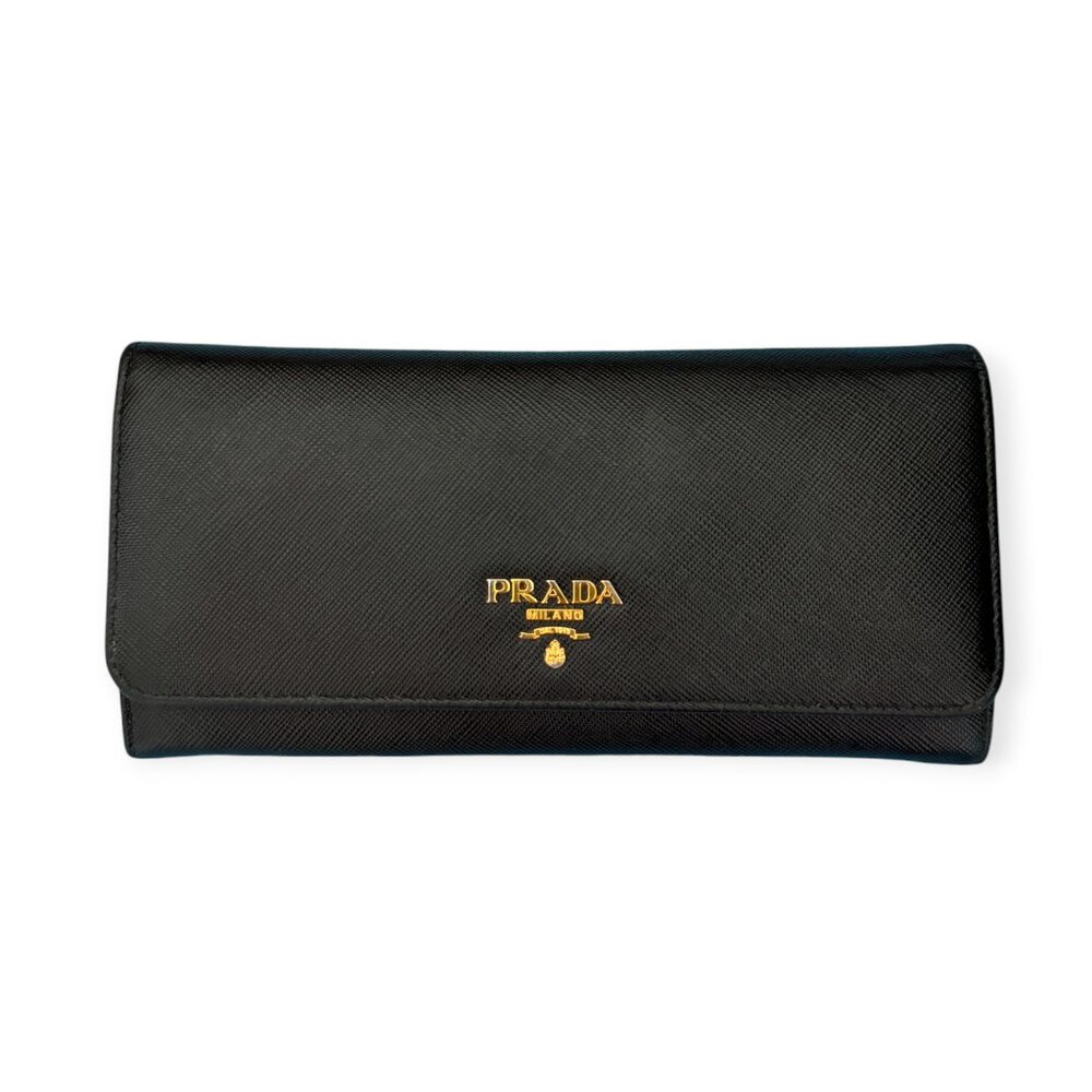 Authentic Prada Large Black Saffiano Leather Wallet